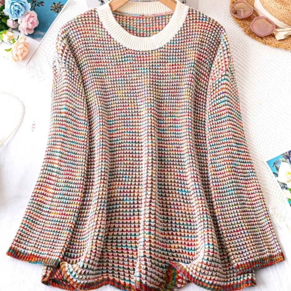 SHEIN RAINBOW KNIT SWEATER SZ 2X
